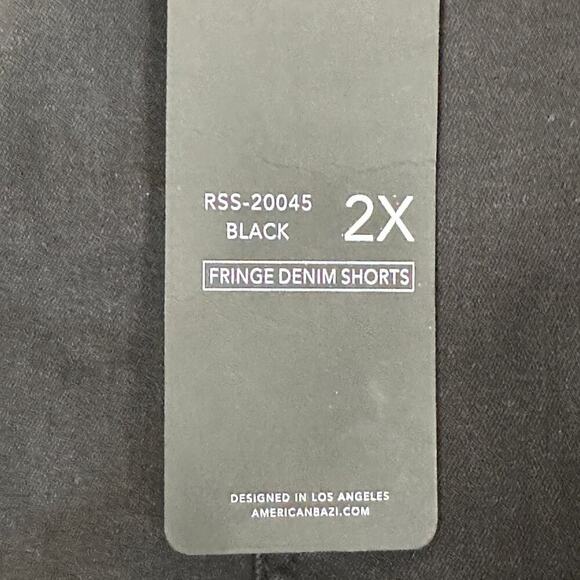 NWT American Bazi Fringe Denim Shorts Womens L Black High Rise Grunge Bimbocore - Picture 5 of 7